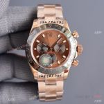 Swiss Quality Copy Rolex Rose Gold Daytona 40 Watch Black Ceramic Bezel Chocolate Dial